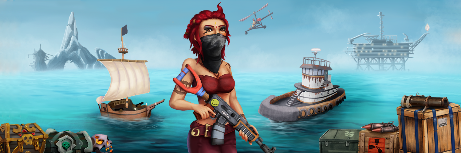 ItzMino banner design sea of thieves rust tugboat sloop oilrig loot box rockets captains chest sea dogs tavern ashen winds skull athena ak pirate minicopter
